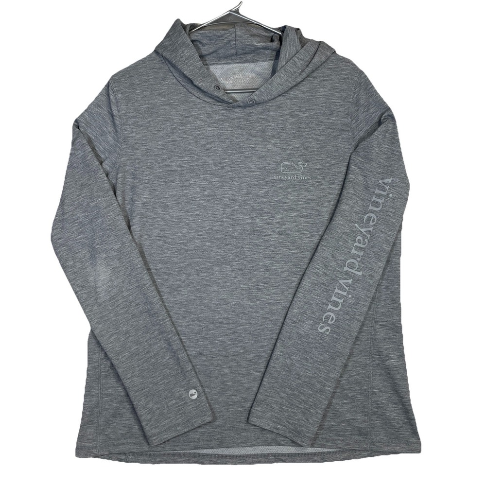 Vineyard Vines Performance Hoodie XL Women's Long Sleeve Whale Heathered Gray